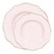 Smarty Had A Party Pink w/Gold Rim Round Blossom Plastic Dinnerware  Set (120 Dinner Plates+120 Salad Plates), 240PK 4840PG-VP-CASE - alternate 2